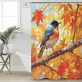thumbnail image 2 of Fall Birds Shower Curtains for Bathroom Waterproof Fabric Bath Curtains Decor Bath Tub Curtain Thanksgiving Maple Leaf Botanical Orange Decorative Shower Curtain Sets with 12 Hooks, 72x72 Inch, 2 of 6