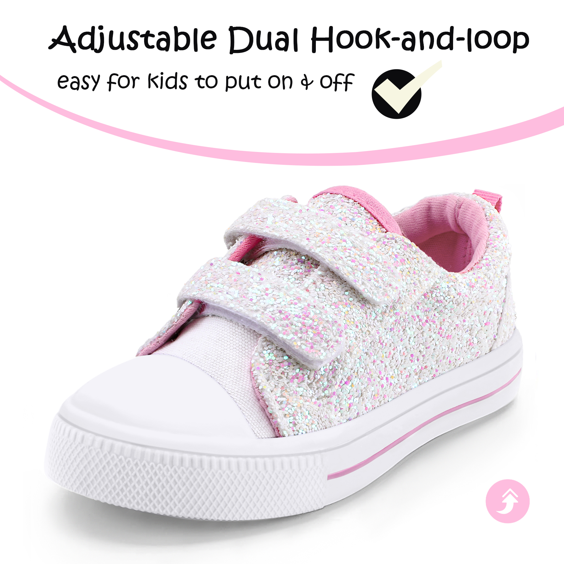 Bocca Kid's Walking Sneakers, Pink & White Canvas photo 4