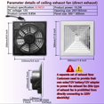 thumbnail image 4 of 1pc 17W Solar Ceiling Exhaust Fan - 8/10/12 Inch Ventilation Fan for Kitchen, Bathroom,, 4 of 5