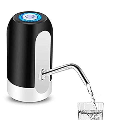 Electric Drinking Water Bottle Pump Portable LED Light Bottled Water Pump USB Rechargeable Dispenser for Home Office(Black)