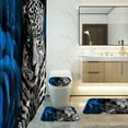 thumbnail image 5 of Debonair 4 Pcs Bathroom Shower Curtain Set,Durable Bathroom Decor Set with Rugs(Bath Mat,U Shape and Toilet Lid Cover Mat) and 12 Hooks,Blue Rose and Leopard, 5 of 7