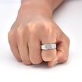 thumbnail image 3 of PAURO Men Stainless Steel Octagonal Anxiety Ring 8mm Octagon Rotatable Relief Spinning Bands Fidget Ring Silver Size 10, 3 of 5