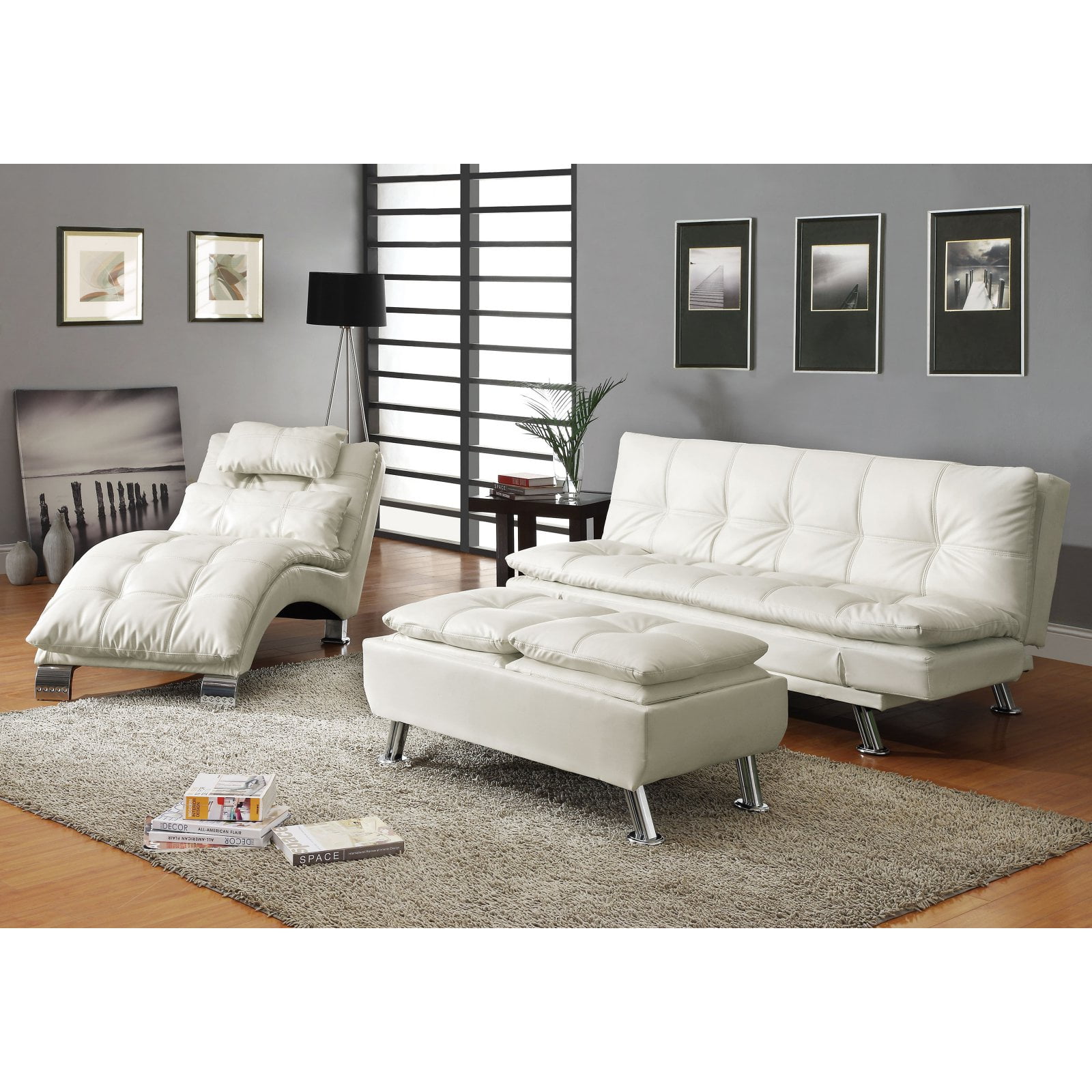 Coaster Dilleston Contemporary Sleeper Sofa Bed In White