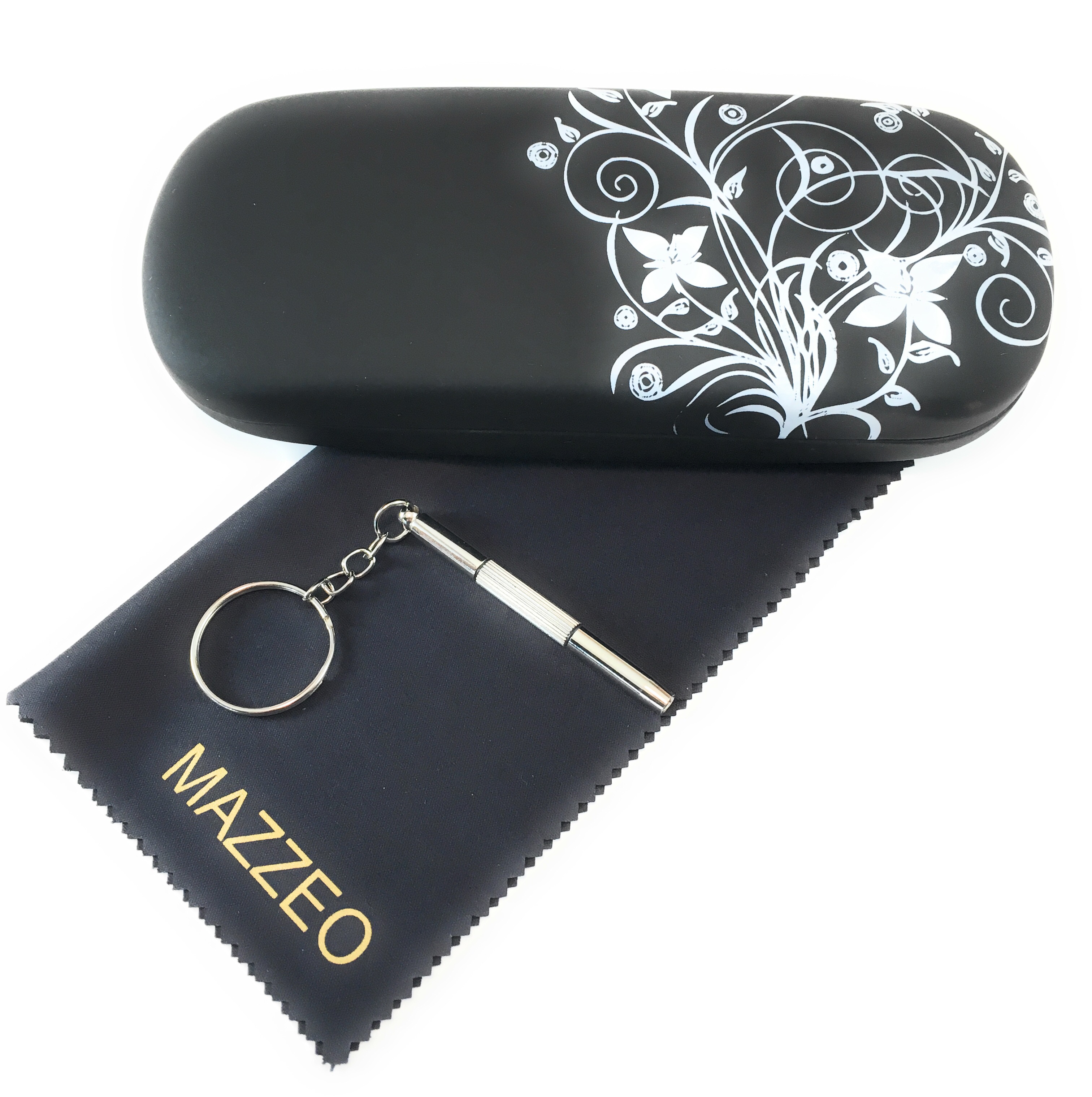 Mazzeo Hard Shell Glasses Case With Eyeglass Cleaning Cloth and Repair