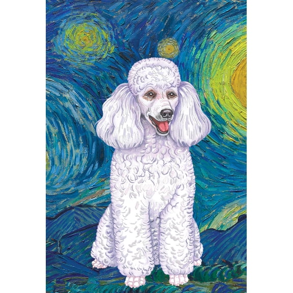 Poodle White - Best of Breed Van Gogh Garden Flag