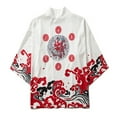 thumbnail image 3 of ZQUUVOU Men's Japanese Kimono Cardigan Jacket Gentleman Casual Seven Sleeve Open Front Coat Lightweight Novelty Printed Cloak Outwear White, 3 of 3