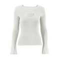 thumbnail image 1 of TSADFHJI Hauts Mignons pour Femmes Été Cœur Creusé Col Rond Manches Évasées T-Shirt L Blanc, 1 of 9