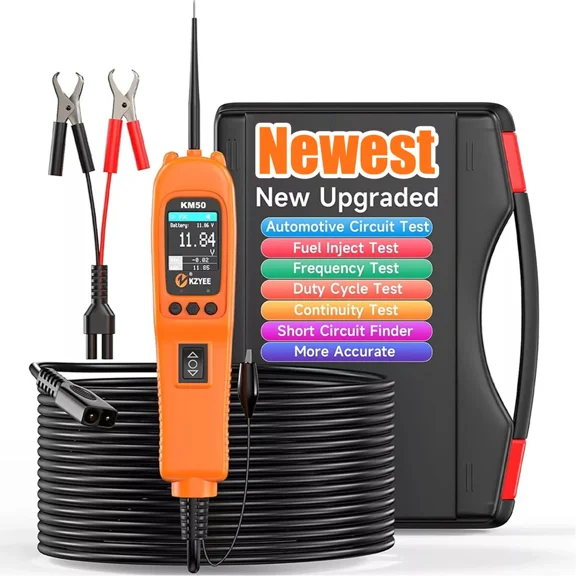 KZYEE KM50 Power Circuit Probe Tester 12V 24V Automotive Circuit Tester AC DC Resistance Digital Voltage Tester Auto Circuit Breaker Resistance Test Signal Circuit Testing Automotive Diagnostic Tool