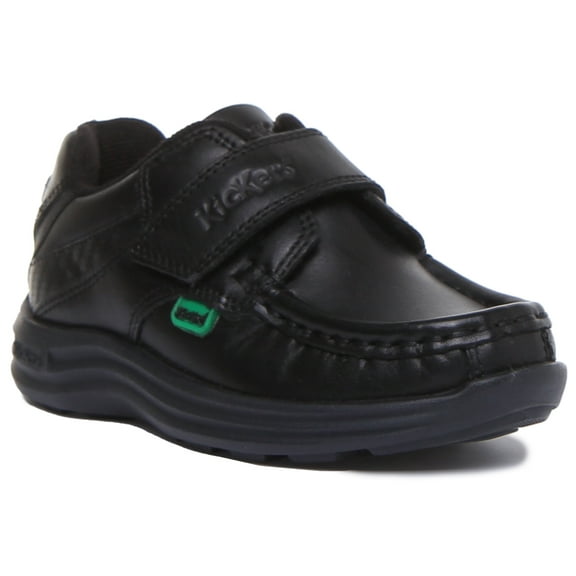 Kickers Reasan Strap Infant's Velcro Strap Leather Shoes In Black Size 8.5