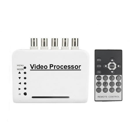 4 Channel B/w Quad Processor (Podofo 4 Channel CCTV Video Quad Splitter Camera Processor System Kit Switcher Color Remote Control with 5 BNC)