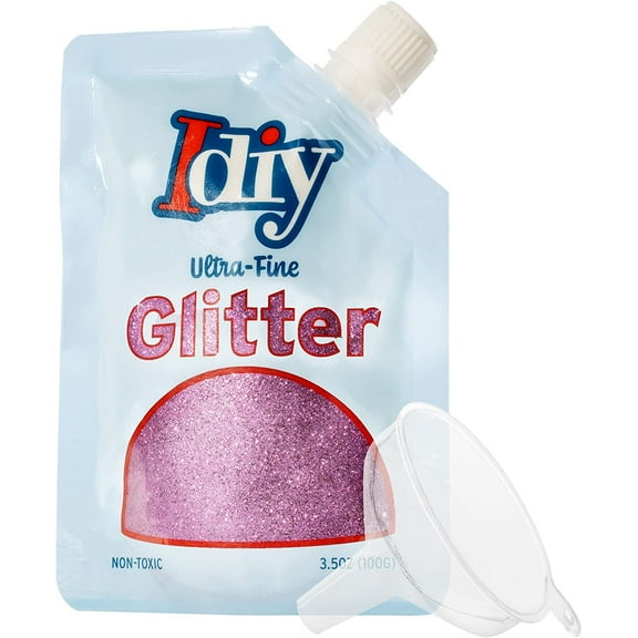 iDIY Ultra Fine Glitter (100g, 3.5 oz Pouch) w Easy-Pour Bag & Funnel- Magenta Purple Extra Fine-Non-Toxic, DIY Arts & Crafts, School Projects, Festivals, Sparkle Decorations, Resin, Card Making