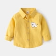thumbnail image 2 of Boys Shirts Kids Long Sleeve Cotton Cute Cartoon Lapel Shirt Blouse Clothes Boys' Tops Yellow 2 Years-3 Years, 2 of 7