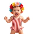 thumbnail image 7 of XINXIAOO Baby Toddler Girls Red White Striped 1 Piece Swimsuit Ruffle Hem Thin Spaghetti Straps Summer Beach Pool Bathing Suit 9-12 Months, 7 of 7