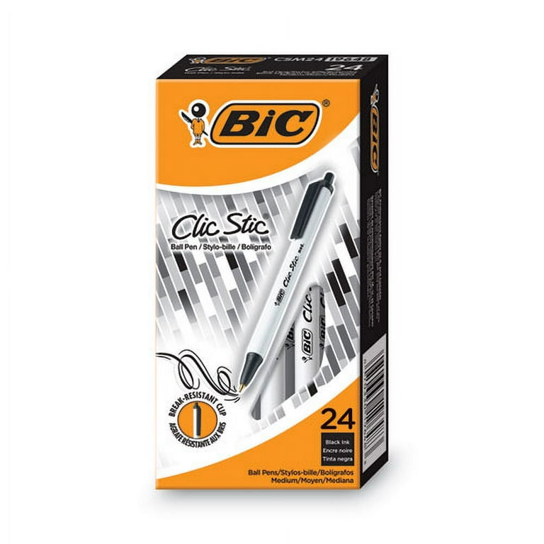 Clic Stic Ballpoint Pen Value Pack, Retractable, Medium 1 mm, Black Ink, White Barrel, 24/Pack Clic Stic Ballpoint Pen Value Pack, Retractable, Medium 1 mm, Black Ink, White Barrel, 24/Pack