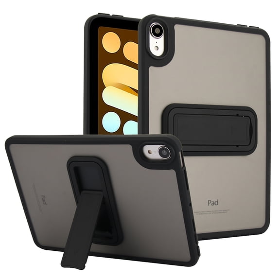 Case for iPad 8.3" mini 7th Gen 2024 / 6th Gen 2021 with Kickstand Function, Luxury Anti-Scratch Anti-Yellow Ultra Thin Lightweight Cover Shockproof Protective Transparent PC Back Case, Black