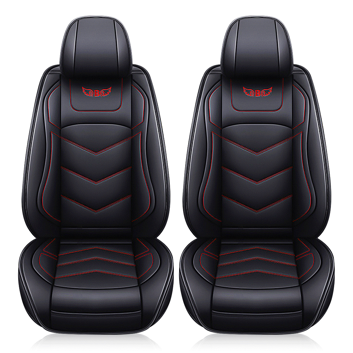 2pcs Black PU Leather Car Front Seat Covers Protector Cushion Mat Wear Resistant