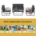 thumbnail image 4 of Metal Patio Outdoor Furniture Set, 4 Piece Outdoor Deep Seating Conversation Sets with Tempered Glass Top Coffee Table, Sectional Metal Frame Patio Furniture Sofa Set with 4” Cushions, 4 of 8