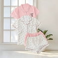 thumbnail image 4 of Tnhcen Women's 2 Piece Summer Cotton Print Pj Set Short Sleeve Button Up Sleepwear Homewear Set S-XL 2PC*2, 4 of 5