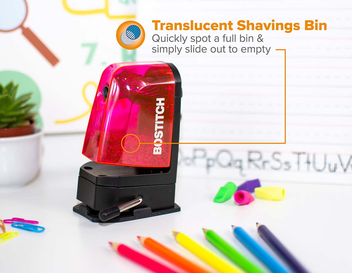 Bostitch Multi Mount Manual Kids Pencil Sharpener, Red
