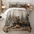 thumbnail image 2 of Erosebridal Vintage Wood Tiger Twin Quilt Set for Boys Men, Pine Tree Print Twin Coverlet Set, Brown Beige, 2 Pieces, 2 of 7