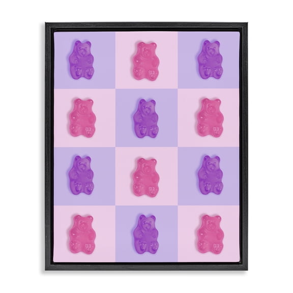 Stupell Industries Pink & Lilac Candy Bears Black Framed Floater Canvas Wall Art, design by LISH Creative