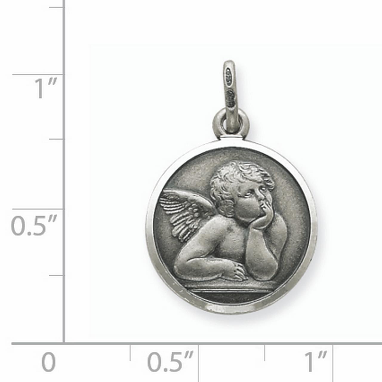 Sterling Silver Antiqued Raphael Angel Charm (20 X 15) Made In Italy qc3635