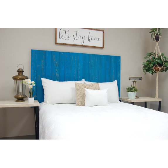 Barn Walls Teal Weathered Floating Headboard Handcrafted in America Real Solid Wood - California King