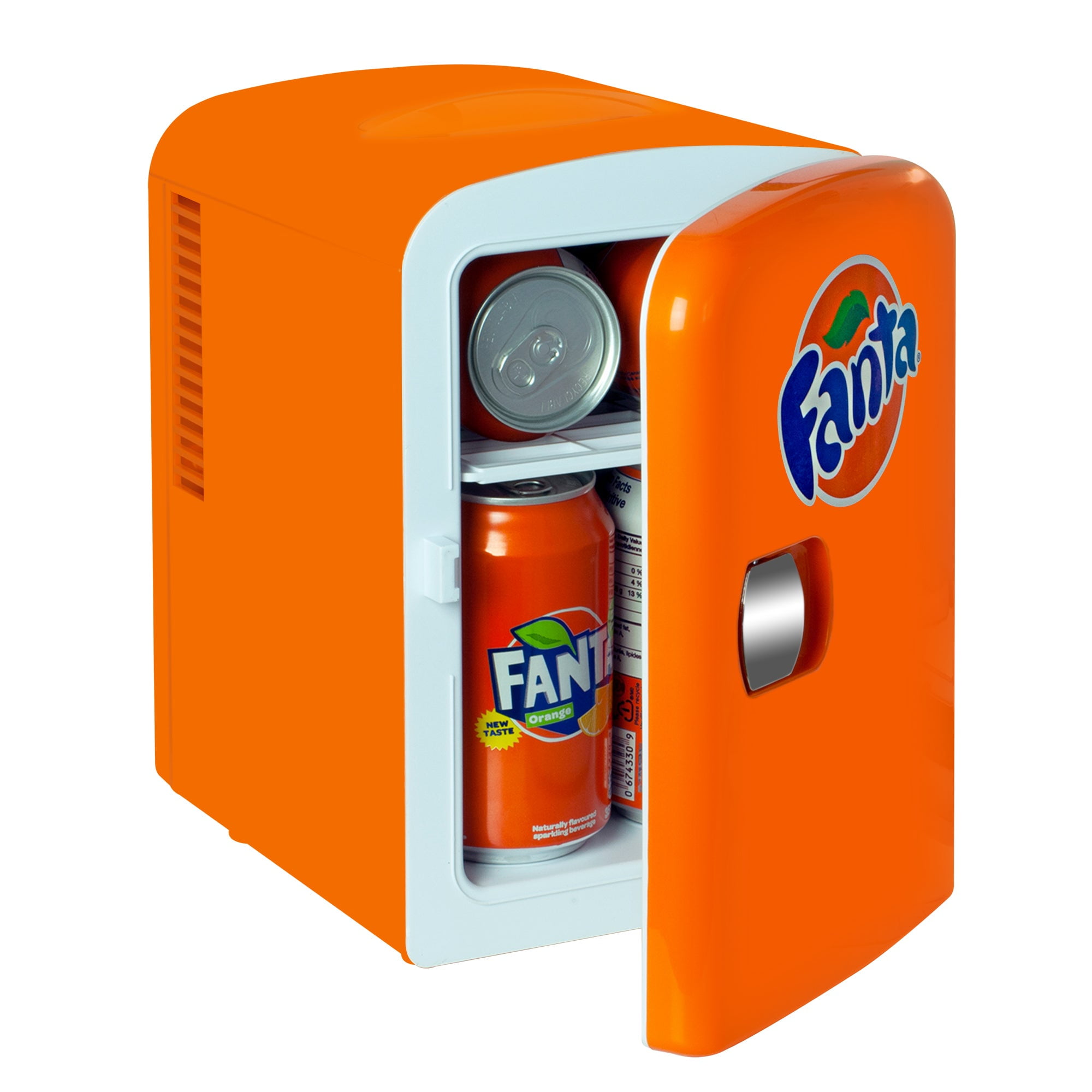 Coca-Cola Fanta 4L Mini Cooler Warmer 12V DC and 110V AC Cords, 6 Can Portable Mini Fridge, Personal Travel Refrigerator for Travel ,Orange