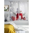 thumbnail image 3 of Christmas Snowman Sheer Curtains 63 inches Long, White Snowman Hat Scarf Box Snow Scene Light Filtering Sheer Window Curtains Rod Pocket Voile Drapes for Bedroom Living Room, 2 Panels 52"W x 63"L, 3 of 7