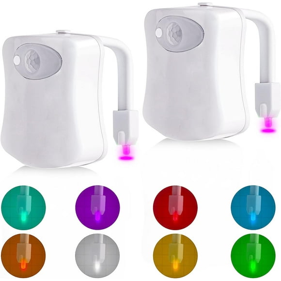 Toilet Light Motion Sensor, 2 Pack - 8 Colors LED Night Light for Bathroom
