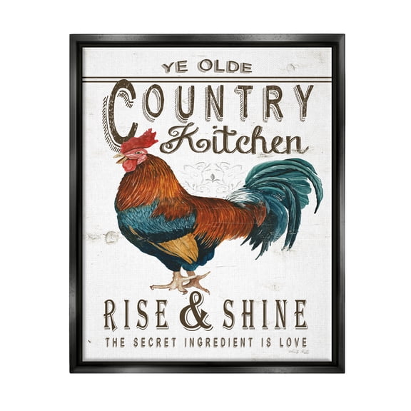 Stupell Industries Country Kitchen Rustic Phrase Botanical & Floral Painting Black Floater Framed Art Print Wall Art, 17 x 21
