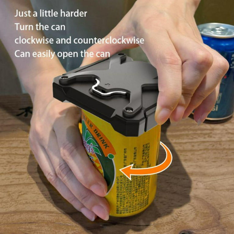 Beer Can Opener, Safety Handheld Soda Can Opener Smooth Edge and No Debris, Effortless Manual Can Opener with Bottle Opener for 8-19 oz Beverage, Size