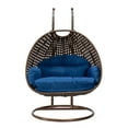 thumbnail image 4 of LeisureMod Mendoza Dark Brown Wicker Hanging 2 Person Egg Swing Chair with Stand & Blue Cushions, 4 of 9