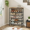 thumbnail image 4 of 6 Tier Free Standing Shoe Rack for 20-24 Pairs, X Shape Fixed Frame Metal Mesh Shoe Rack for Closet, Rustic Brown & Black, 4 of 14