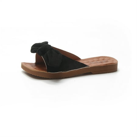 

Hawee Women Girls Summer Flat Slide Sandals Flip Flop Medium Bowknot
