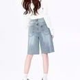 thumbnail image 6 of Audhol Baggy Shorts Women, Shorts Women's Jeans Vintage Blue Denim Shorts Baggy Y2K Streetwear Washed Wide Leg Shorts Summer Knee Length Jeans Girls High Waist Jean Shorts Womens Blue L, 6 of 9