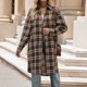 thumbnail image 3 of Camisa Chaqueta de otoño para mujer, abrigo informal con botones de manga larga, ajuste holgado, cuello en V, traje diario Kuymtek Marrón T S para Mujer, 3 of 6