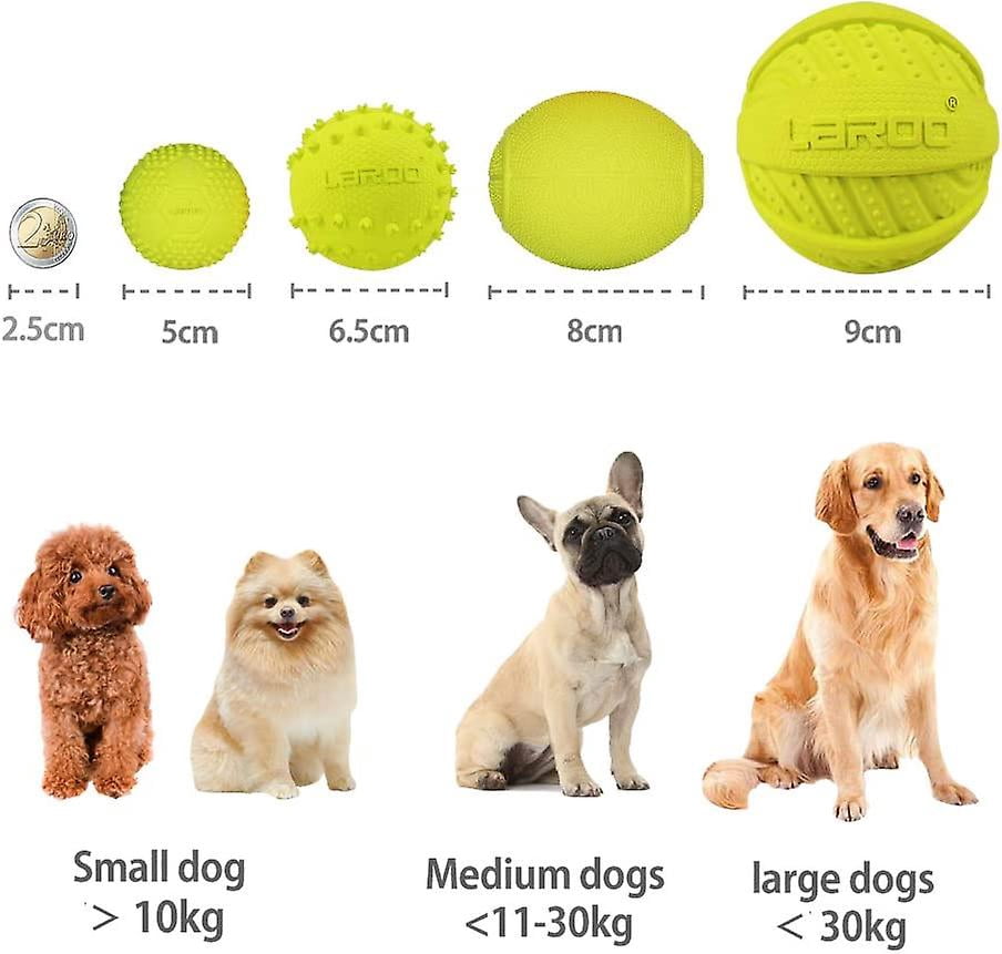 Squeaky Dog Ball, Indestructible Dog Toy, Natural Rubber Dog Ball, Floating On Water Dog Toy For Small, Medium And Large Dogs (9cm, Green)