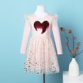 thumbnail image 5 of Odeerbi Kids Girls Cute Sparkly Sequin Tulle Dress Kids Heart Print Long Sleeve Dress Fashion Comfortable Solid Color Mesh Dress Kids Girls Clothes, 5 of 9