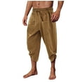thumbnail image 2 of Handshe Men's Solid Color Relaxed-fit Capri Pants with Drawstring Waist & Multiple Pockets Casual Comfortable Summer,Plus Size, 2 of 6