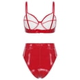 thumbnail image 4 of Ropa de discoteca de charol con aspecto mojado para mujer, lencería íntima Sexy, conjunto de ropa interior, sujetador inalámbrico, Top con bragas con cremallera frontal de corte alto, 4 of 5