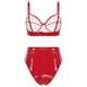 thumbnail image 4 of Ropa de discoteca de charol con aspecto mojado para mujer, lencería íntima Sexy, conjunto de ropa interior, sujetador inalámbrico, Top con bragas con cremallera frontal de corte alto, 4 of 5