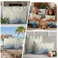 thumbnail image 2 of 2 Pack Outdoor Waterproof Throw Pillows, Green Eucalyptus Leaves Blue Hydrangea Flower Decorative Square Pillow Case Patio Pillows for Chair Couch Sofa 18x18in, 2 of 9