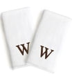 thumbnail image 4 of Authentic Hotel and Spa  2-piece White Turkish Cotton Hand Towels with Brown Block Monogrammed Initial White/Brown D, 4 of 7