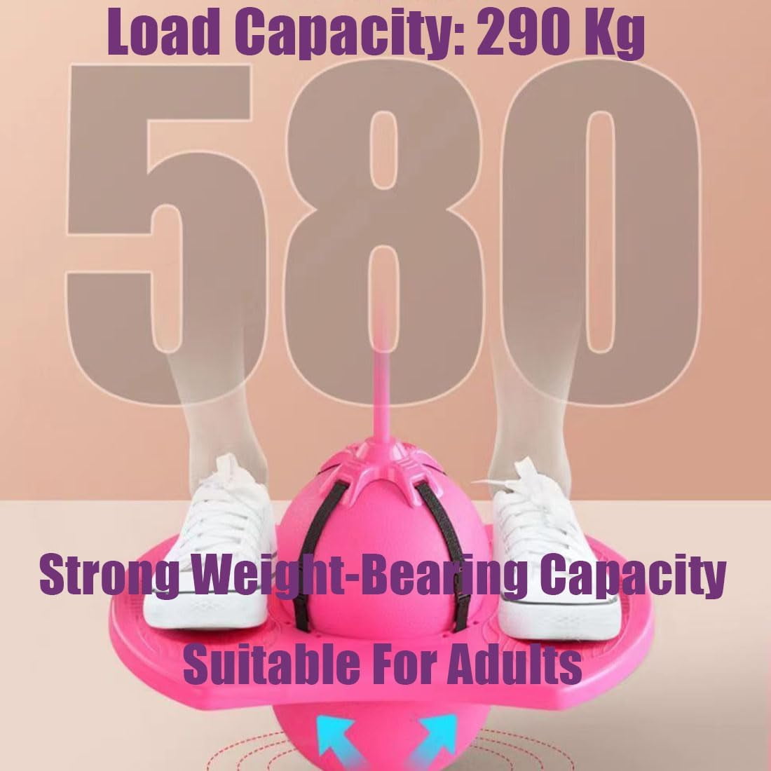 Balance Jumping Ball with Handle & Pump, Pogo Jump Ball Balance Board for Kids Adults, Anti-Slip Deck for Indoor Outdoor Fun & Fitness