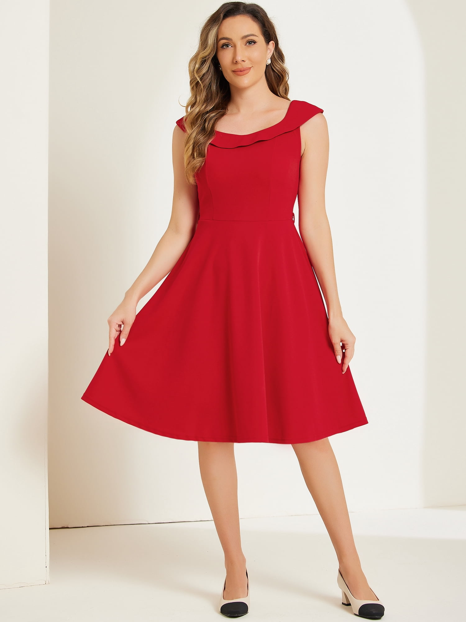 DARING DIVA Women's Vintage Cocktail Party Swing Dresses XS Red