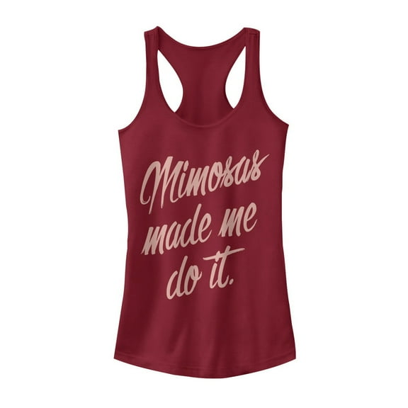 Junior's CHIN UP Mimosas Made Me  Racerback Tank Top Scarlet X Large