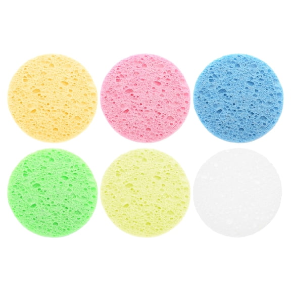 NOMADIC NOOK Reusable Facial Sponges 2.36"x0.31" 6 Pcs White Light Yellow Green Pink Blue