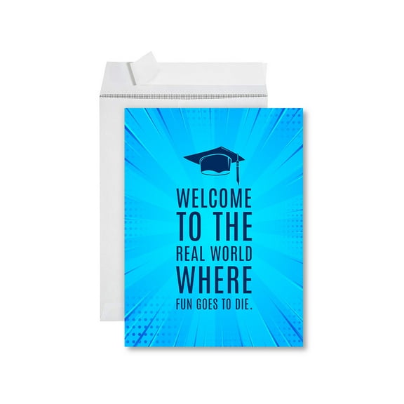 Koyal Wholesale Funny Congratulations Jumbo Card With Envelope, Welcome To The Real World, Graduation Greeting Card
