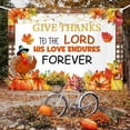 thumbnail image 6 of Fall Pumpkin Backdrop Give Thanks to The Lord His Love Endures Forever Photography Background Autumn Maple Leaf Thanksgiving Harvest Party Decorations Banner Supplies Photo Booth Props, 6 of 6